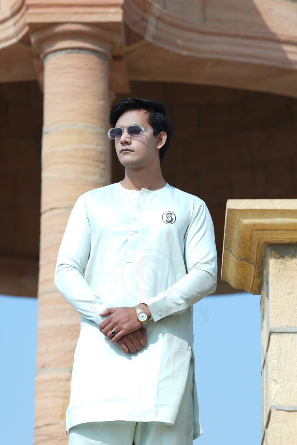 Men's Sea Green Unstitched Kurta Shalwar